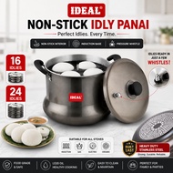 IDEAL Non-Stick Idly Pan | Stainless Steel Idly Cooker | 16 / 24 Idlies |Pressure Whistle Lid