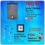Tecno TWH800 Instant Water Heater With Classicla TS7009 Rain Shower [ FREE Replace Installation  ]