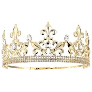 【VVL】-Gold Crown for Men Adjustable Imperial Medieval Birthday Crown Prom