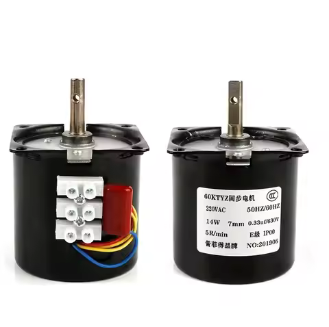 220V DC Micro Gear Motor 60KTYZ 50Hz 14W Permanent Magnet Synchronous Gear Motor Low Speed 1rpm 2.5r