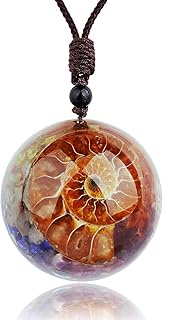 7 Chakra Natural Spiral Healing Crystal Necklace Resin Ammonite Fossil Energy Stone Pendant Adjustab