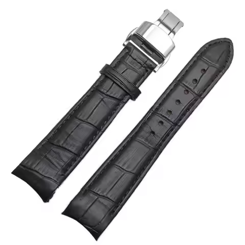 For Tissot Seiko Omega breitling Watch Strap Butterfly clasp ReplacementCalfskin Genuine Cow Leather