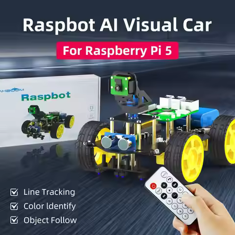 Raspbot 4WD Smart Car AI Vision Robot Learning Kit For Raspberry Pi 5 With 5MP Camera 186500 Battery