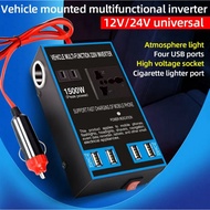 1500W Multi-function Vehicle Power Inverter 4 USB Port 2 AC Socket 220V