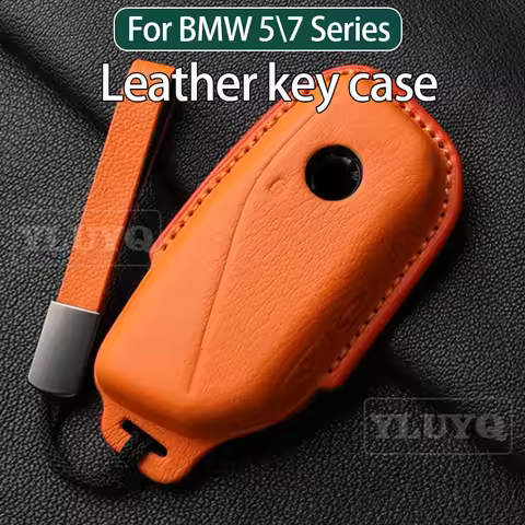 For 2025 BMW 5 7 Series Car Keychain Leather Key Case Cover Decorative Set 740i X5 X6 X7 XM IX IX3 I