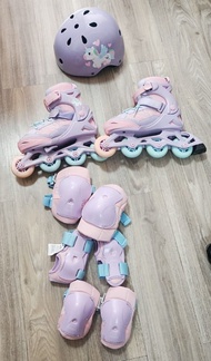 Decathlon 迪卡儂  兒童單排滾軸溜冰鞋 Roller 及護具