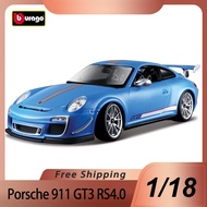 In Stock Special Offer Bburago 1:18 Gt3 Rs 4.0 Alloy Miniature Diecast Porsche 911 Car Model Toys Ki