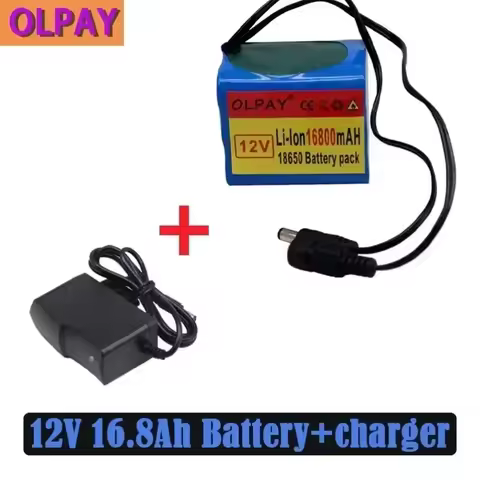 3S3P 12V 16800 mAh 18650 Rechargeable Battery 12V with BMS Lithium Battery Protective Panel + 12.6V 