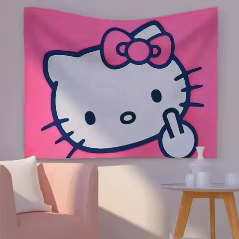 MINISO Sanrio Hello Kitty MINISO Hello Kitty Tapestry Wall Hanging Birthday Gift Home Decor for Livi