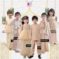 HAPPYKIDS 2024 Baju Raya sedondon budak perempuan kurung peplum tutu lace Baju melayu cotton Budak l