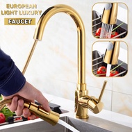 RUNZE Kitchen Tap Kitchen Faucet Extraction European Style Washing Basin Kitchen Sink Tap  Under The Table Basin Retractable Faucet