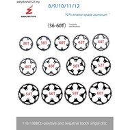 Road Bike Five-Claw 110/130BCD-36T42T50T60T Positive Negative Chainring Plate Modified Single-Speed 