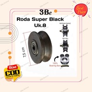 Roda pagar besi super black uk.8 besi as bubut roda only untuk casing roda uk.8cm pintu pagar besi bearing laher baru