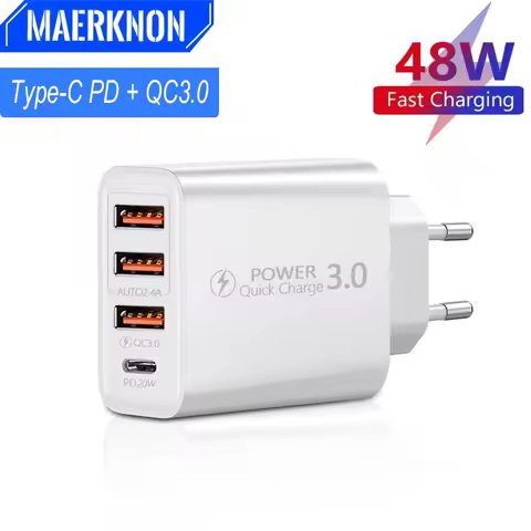 48W Multi-Port USB Quick Charger Charger Type-C Fast Charging Charger Universal Wall Adapter For Sam