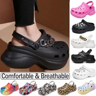 Increase 6-8-10 cm Women Big chain Rainbow Clogs Wedges Platform Garden Shoes Outdoor Pool Croc Sandals Women Clogs Beach Slippers Bathroom Flip Flops Slides Slippers Casual Hollow Shoes for Home Slippers Thick Sole Summer Sandals