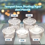 Mika cup pudding / cup jelly / cup sambal + tutup sambung uk 35ml 60ml 70ml 90ml 100ml