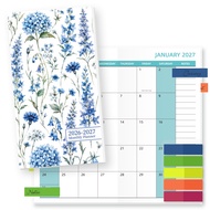 1PC A6 2026.7-2027.6 Monthly Planner Notebook 12-Month Blue Floral Softcover July 2026-June 2027 Not