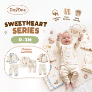 Day One 🍃【0-3M】Cotton Infant Newborn Baby Top & Bottom Baju & Seluar Set - Sweetheart Series