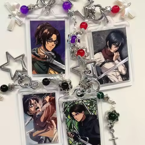 Attack on Titan Mikasa Hange Levi Eren Keychain Photo Anime Gift AOT Fan Cute Armin Erwin