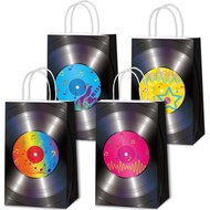 CHUNNIN 24Pcs 1950's Rock Music Paper Gift Bags 50's Themed Party Decorations Retro Records Paper Go