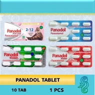 MERAH HIJAU Panadol biru, Green, Red Children's Cold/Flu/Extra/Rock Strip Contents 10 tablet