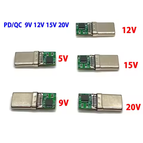 16Pin USB Type-C PD/QC 9V 12V 15V 20V male plug Decoy Board Fast Charge module PD 2 3.0 DC trigger c