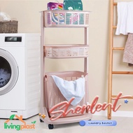 Sherlent Laundry Basket 3-Tier Laundry Basket with Wheels Pastel Laundry Basket/ Modern Laundry Bask