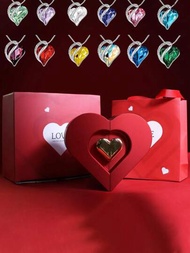 Un Brillantísimo Collar De Amor Con Una Caja De Regalo Doble De Amor Para Expresar Sentimientos Y Darse Lujosos Regalos El Día De San Valentín.