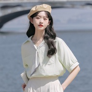 MUTU | Mutebouy French Style Sweet Short Sleeve Shirt Womens Fashion Design Unique Buxom Top Korean 
