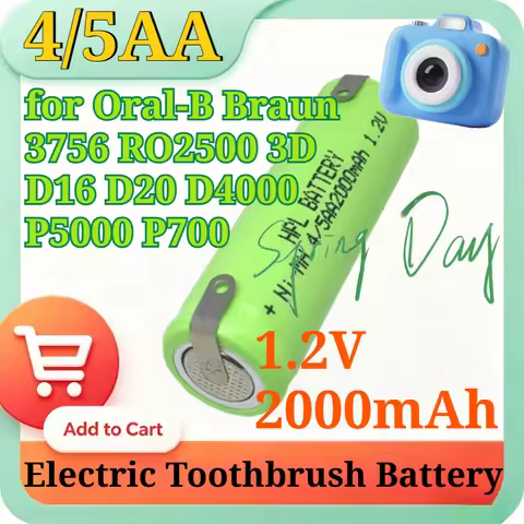 4/5AA 1.2V 2.0Ah Ni-MH Replacement Battery for Oral-B Braun 3756 RO2500 3D D16 D20 D4000 P5000 P700 