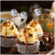 Disco Ball Cake Insert Mirror Ball Cake Decoration Plug-In disco Ball with Wooden Stick 2024 Christm