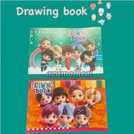 BUKU GAMBAR UKURAN A4 KARAKTER KARTUN BTS / BT21 KERTAS TEBAL