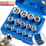 MEIGUII 14PCS/Set Hexagon Socket Nut Socket, E4-E24 External Hex Wrench Head Star Socket Set, Versat