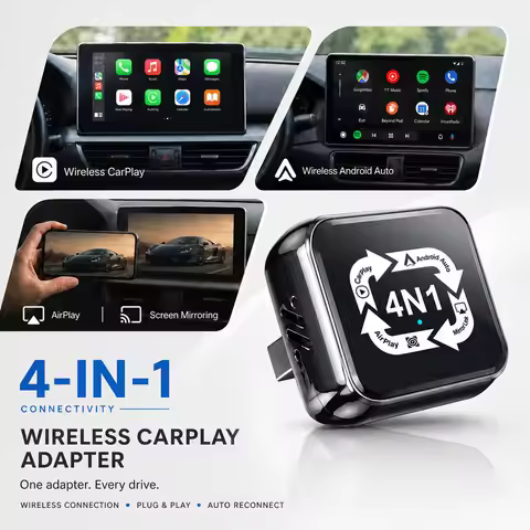 Original 4 In1 CarPlay Android Auto AirPlay Mirror Link Stable Bluetooth Adapter Wired To Wireless f