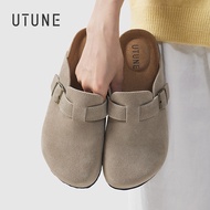 UTUNE Retro Lazy Suede Half Slippers Women's New Thick Bottom Belt Buckle Adjustable Shoes