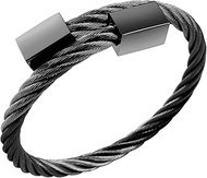 2 Tone Adjustable Twisted Cable Wire Bangle Bracelet Cuff for Women & Men