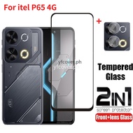 Itel P65 4G Tempered Glass For Itel P55 5G 4G S23 Plus S23+ A70 A60 A04 A05S A60S P40 Plus 2 in 1 Te