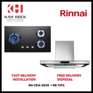 RINNAI RH-C91A-SSVR CHIMNEY HOOD + RB-73TG 3 BURNER BUILT-IN HOB BUNDLE