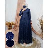 (TERMURAH) /GAMIS NAJWA AMIRA TILE FULL BRUKAT MUTIARA /GAMIS SLETING DEPAN BUSUI / GAMIS PESTA FULL