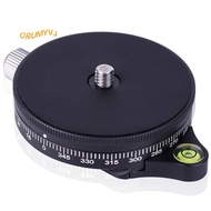 Camera Pan Base With  Style Plate, 0.95Cm Screw Aluminum Panoramic Ball Tripod Head With Bubble Leve