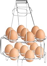 SZUAH 18/8 Stainless Steel Egg Steamer Racks Set, Egg Rack Trivet, with Kitchen Plate Gripper, Stackable, for Pressure Instant Pot &amp; Pressure Cooker,