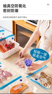 新款潮流輕盈電動真空泵通用型USB真空袋封口機連 5 個家用食品级真空保鲜食物咬咬袋