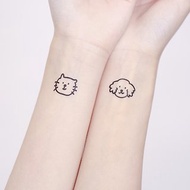 刺青紋身貼紙 - 小貓 小狗 動物紋身 2入