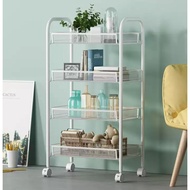 3 Tiers/ 4 Tiers / 5 Tiers Large Capacity Carbon Steel Kitchen Dapur Trolley Organizer Rack with Whe