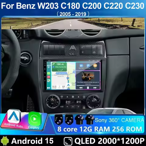 Android 15 wifi+4G Carplay BT Car Radio For Benz W203 C180 C200 C220 C230 2005-2019 Navigation GPS V