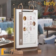 LANFY Ads Display Stand, Wooden Holder Label Holder Menu Card Holder, Multipurpose Loose leaf Acryli
