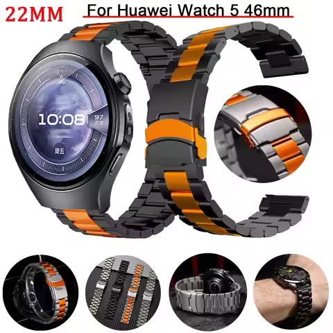 22mm Stainless Steel Strap For Huawei Watch 5 46mm Wrist Band Correa For Huawei Watch GT 5 Pro 46mm 
