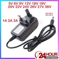 UK Plug AC To DC Power Adapter  3V 5V 6V 9V 12V 18V 20V 21V 22V 24V 25V 26V 27V 28V 30V 31V 36V 1A 2
