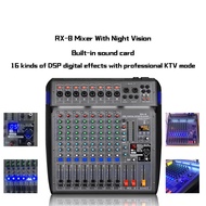 RX8 Mixer Audio Professional With Night Vision 8 Channel 48V Phantom Power Sound Card Mixing Console 16 Kinds Of DSP Effects Convenient Audio DJ Console&amp;&amp;*&amp;