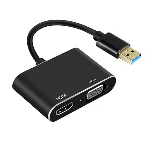 USB 3.0 to HDMI-compatible VGA Converter With Audio 1080P 2 in 1 USB to HDMI-compatible VGA Adapter 